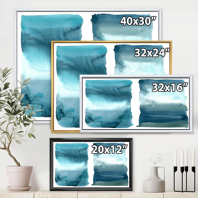 Ocean Blue Aquatic Abstract Impression I Canvas Wall Art Print