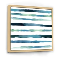 Aquatic Dark Blue Verticals Canvas Wall Art Print