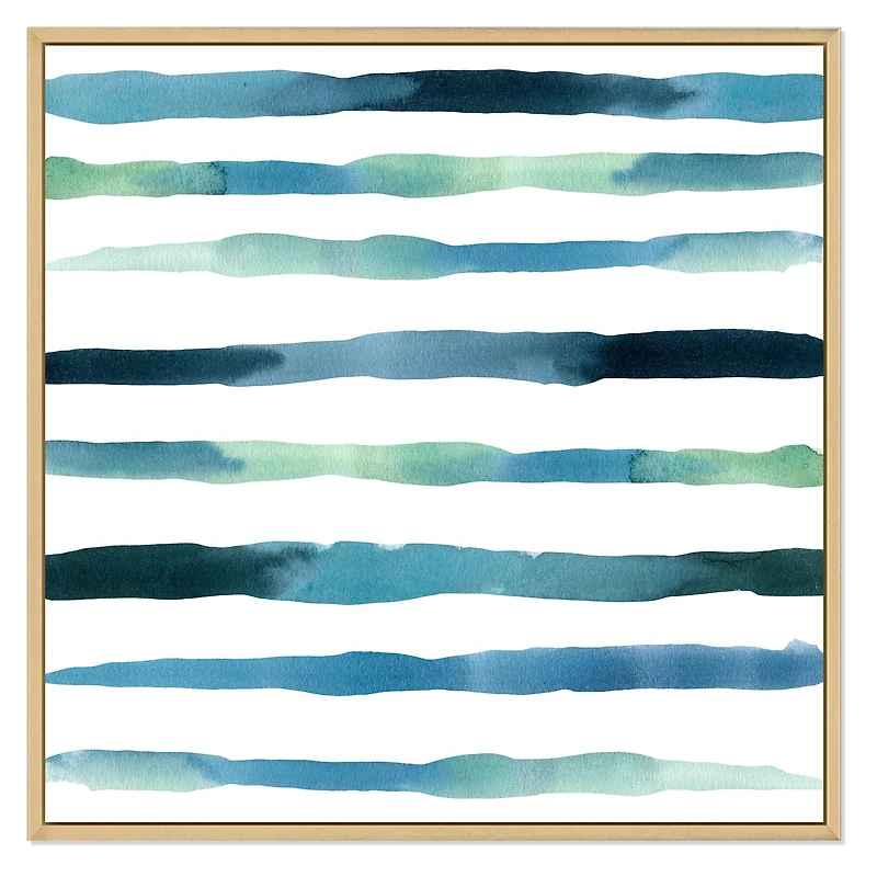 Aquatic Dark Blue Verticals Canvas Wall Art Print