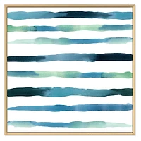 Aquatic Dark Blue Verticals Canvas Wall Art Print