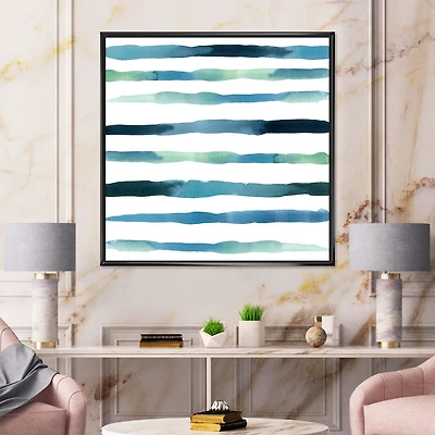 Aquatic Dark Blue Verticals Canvas Wall Art Print