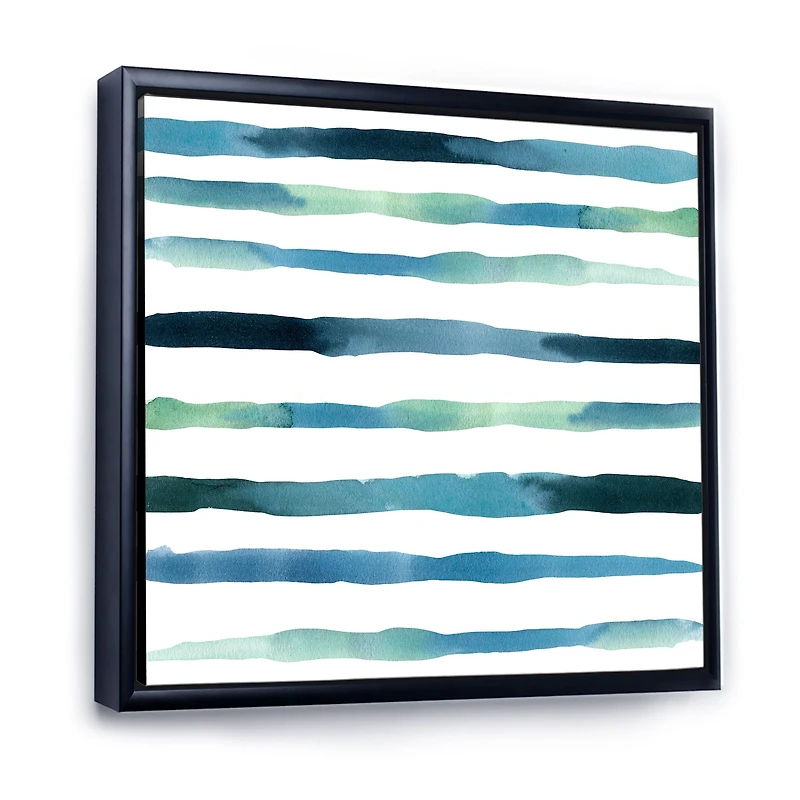 Aquatic Dark Blue Verticals Canvas Wall Art Print