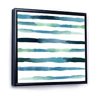 Aquatic Dark Blue Verticals Canvas Wall Art Print