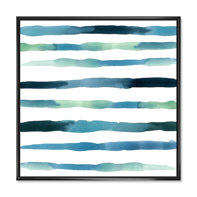 Aquatic Dark Blue Verticals Canvas Wall Art Print
