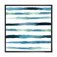 Aquatic Dark Blue Verticals Canvas Wall Art Print