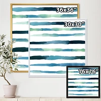 Aquatic Dark Blue Verticals Canvas Wall Art Print