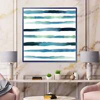 Aquatic Dark Blue Verticals Canvas Wall Art Print