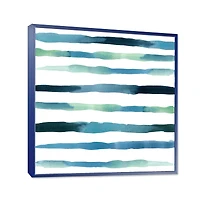 Aquatic Dark Blue Verticals Canvas Wall Art Print