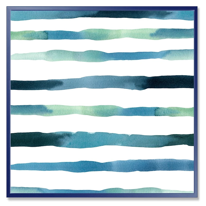 Aquatic Dark Blue Verticals Canvas Wall Art Print