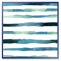 Aquatic Dark Blue Verticals Canvas Wall Art Print