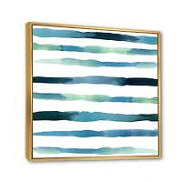 Aquatic Dark Blue Verticals Canvas Wall Art Print