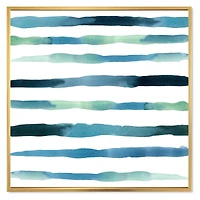 Aquatic Dark Blue Verticals Canvas Wall Art Print