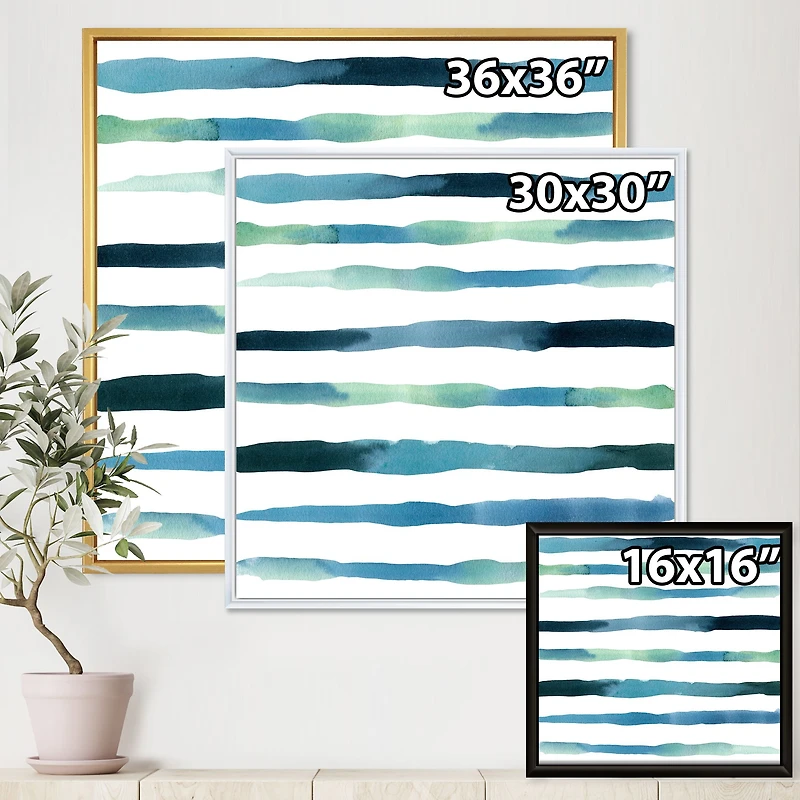 Aquatic Dark Blue Verticals Canvas Wall Art Print