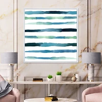 Aquatic Dark Blue Verticals Canvas Wall Art Print