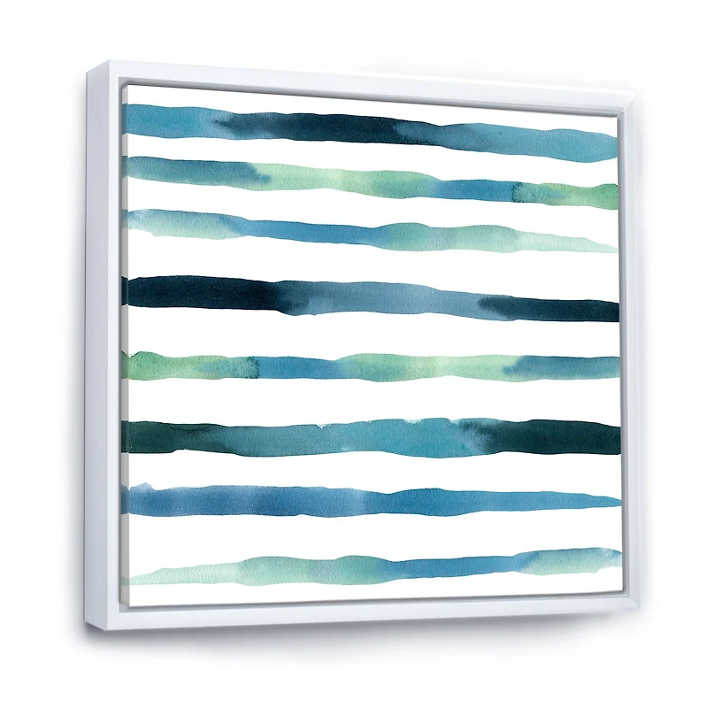 Aquatic Dark Blue Verticals Canvas Wall Art Print