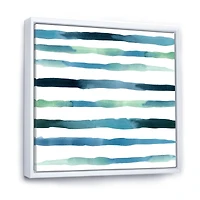 Aquatic Dark Blue Verticals Canvas Wall Art Print