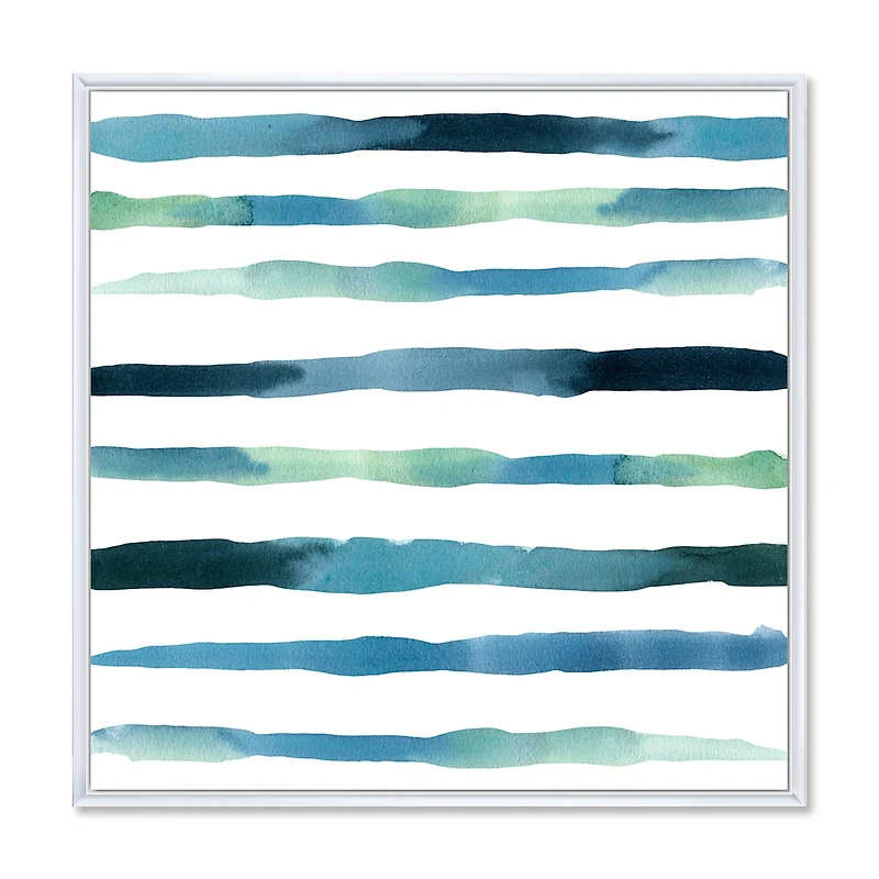 Aquatic Dark Blue Verticals Canvas Wall Art Print