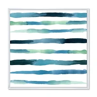 Aquatic Dark Blue Verticals Canvas Wall Art Print