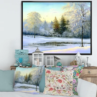 Green Trees Beautiful Winter Landscape Wall Art