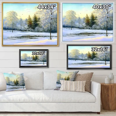 Green Trees Beautiful Winter Landscape Wall Art