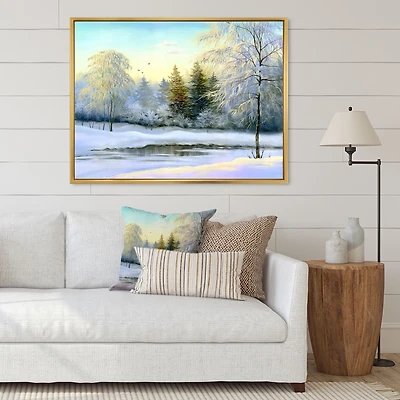 Green Trees Beautiful Winter Landscape Wall Art