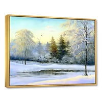 Green Trees Beautiful Winter Landscape Wall Art
