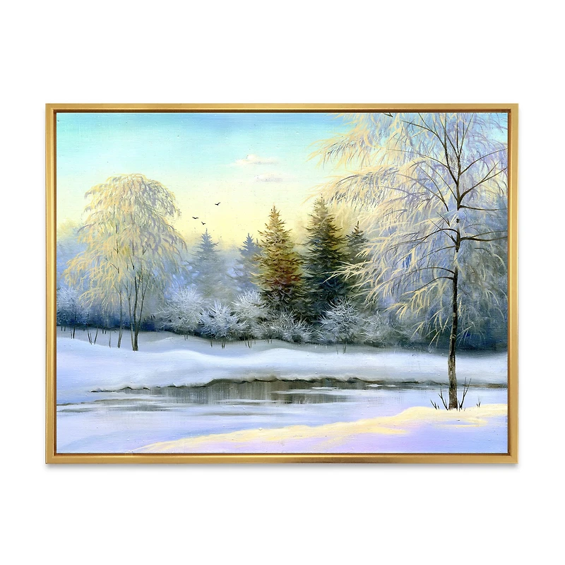 Green Trees Beautiful Winter Landscape Wall Art