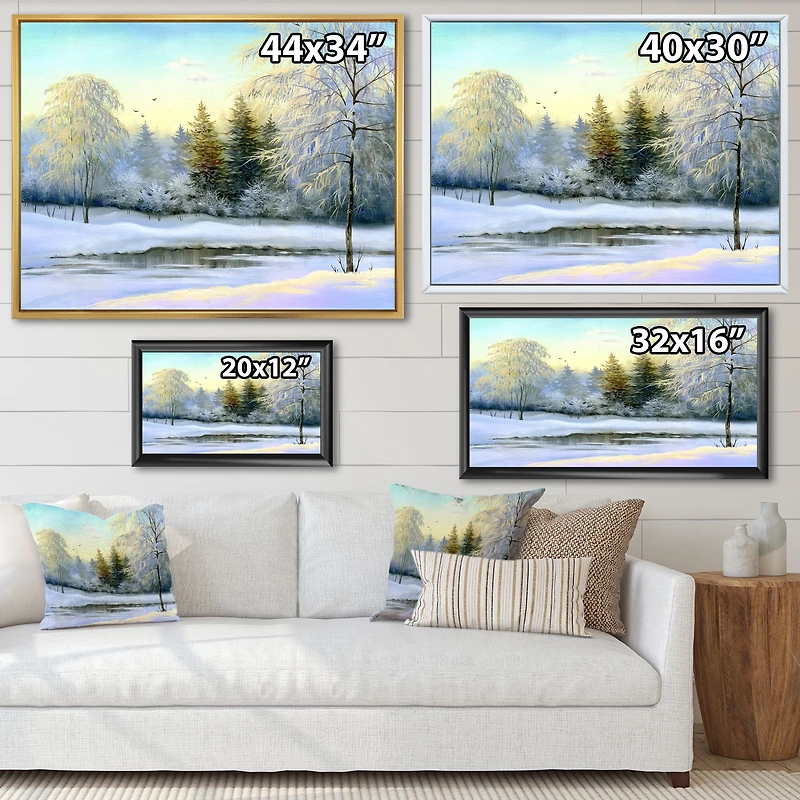 Green Trees Beautiful Winter Landscape Wall Art