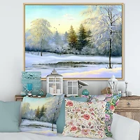 Green Trees Beautiful Winter Landscape Wall Art