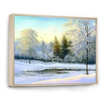 Green Trees Beautiful Winter Landscape Wall Art