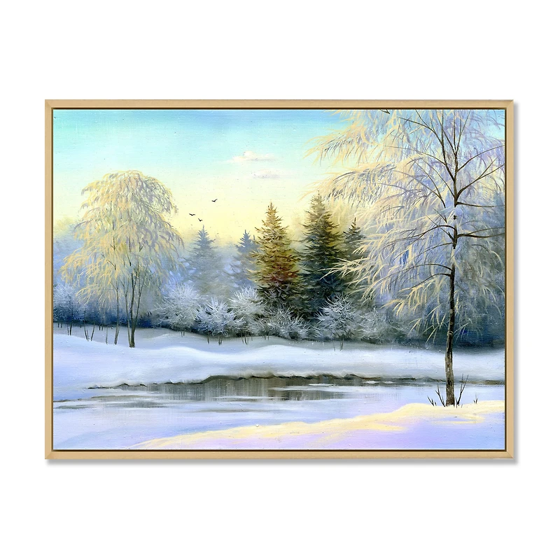 Green Trees Beautiful Winter Landscape Wall Art
