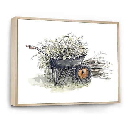 Old Garden Trolley Full of Cut Branches  Canvas Wall Art Print