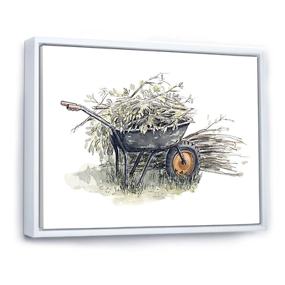 Old Garden Trolley Full of Cut Branches  Canvas Wall Art Print