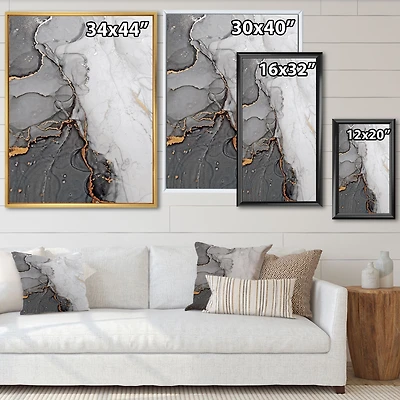 Delicate and Grey Drops Canvas Wall Art Print