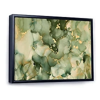 Green Luxury Abstract Fluid Art I Canvas Wall Print