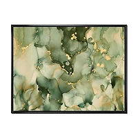 Green Luxury Abstract Fluid Art I Canvas Wall Print