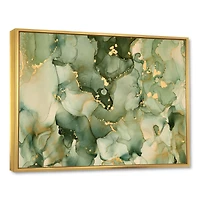 Green Luxury Abstract Fluid Art I Canvas Wall Print