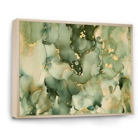 Green Luxury Abstract Fluid Art I Canvas Wall Print