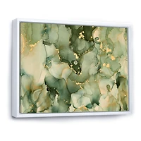Green Luxury Abstract Fluid Art I Canvas Wall Print