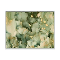 Green Luxury Abstract Fluid Art I Canvas Wall Print