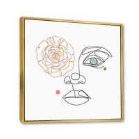 Female Face one Line Drawing with Minimal Shapes Canvas Wall Art Print