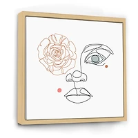 Female Face one Line Drawing with Minimal Shapes Canvas Wall Art Print