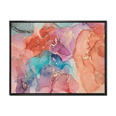Turquoise and Brown Luxury Abstract Fluid Art II Canvas Wall Print