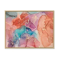 Turquoise and Brown Luxury Abstract Fluid Art II  Canvas Wall Print
