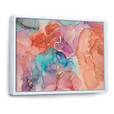 Turquoise and Brown Luxury Abstract Fluid Art II Canvas Wall Print