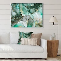 Green Luxury Abstract Fluid Art III  Canvas Wall Print