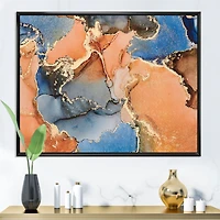 Blue and Orange Luxury Abstract Fluid Art I Canvas Wall Print
