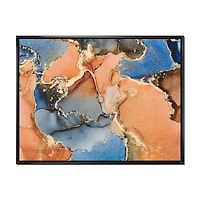 Blue and Orange Luxury Abstract Fluid Art I Canvas Wall Print