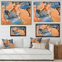 Blue and Orange Luxury Abstract Fluid Art I Canvas Wall Print
