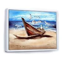 An Old Fishing Boat on The Sandy Beach Canvas Wall Art Print